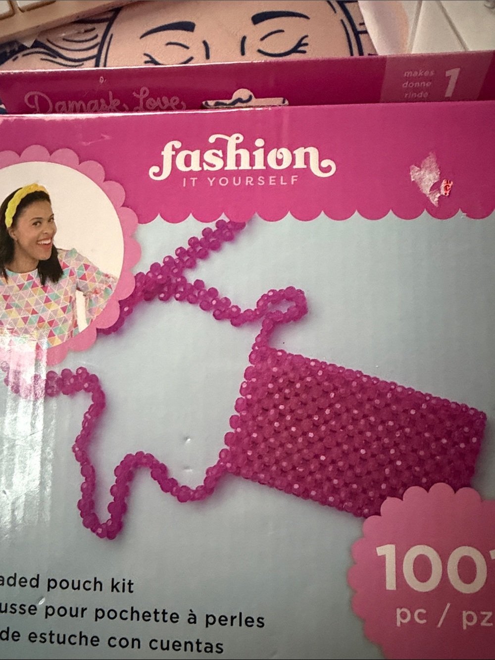 Pink Beaded Key & Card Holder